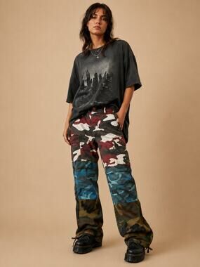 Straight Gnarcotic Patchwork Camo Cargo Pants Military Streetwear Small